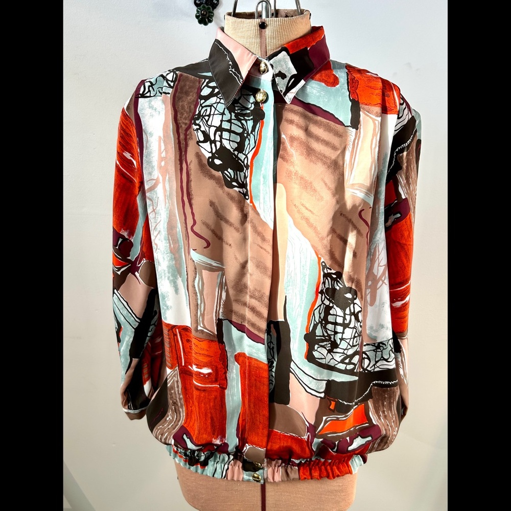 Vintage Canda Brand Blouse Bomber Windbreaker 80s 90s EU 44 Women’s L